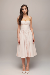 Soleil pink pleated corset midi dress