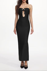 murray Contour Strapless Cut Out Bandage Maxi Dress - black