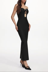 murray Contour Strapless Cut Out Bandage Maxi Dress - black