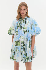 agatha floral print Mini Smock Dress in blue