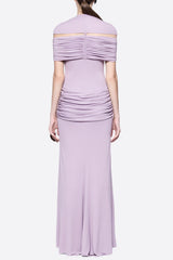 megan ruched Knit patchwork maxi dress in Purple
