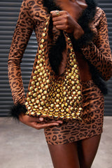 Apollymi Studded Leopard Shoulder Bag