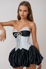 Bethari Strapless Corset Puffy Mini Dress in Classic