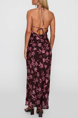 Erbert Floral Halter Maxi Dress - Purple