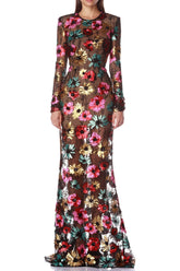 priscilla Colorful floral embroidered maxi dress