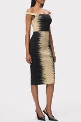 Kodyo Off Shoulder Gradient Midi Bandage Dress