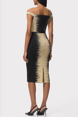 Kodyo Off Shoulder Gradient Midi Bandage Dress