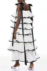 Mandy Elegant White Maxi Dress with Ruffles and Bows
