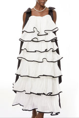 Mandy Elegant White Maxi Dress with Ruffles and Bows