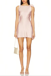 zenobia Floral Detail Mini Satin mini Dress in pink