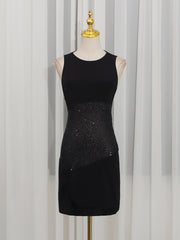 shirley Sleeveless sequin twist bodycon mini dress in black