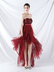 strapless sequin tulle midi dress- pink