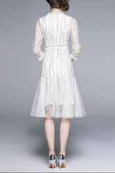 josephine Lace embroidered mesh midi dress in white