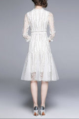 josephine Lace embroidered mesh midi dress in white