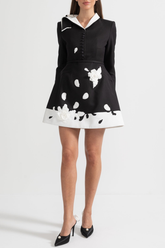 Tiaia Floral Appliqué Contrast Mini Dress - Black