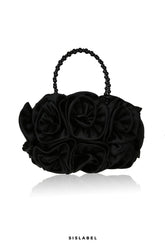 Satin Rosettes Pearl Handbag