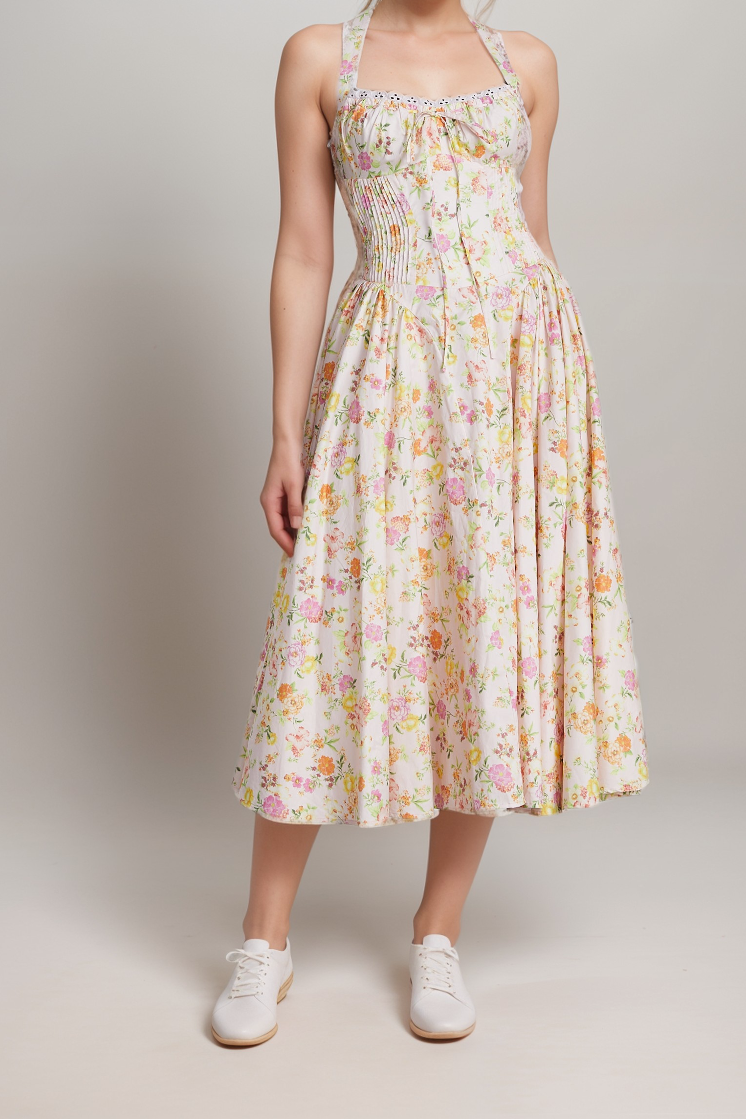 Odette Chic Floral-Print Halterneck Midi Dress