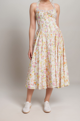 Odette Chic Floral-Print Halterneck Midi Dress