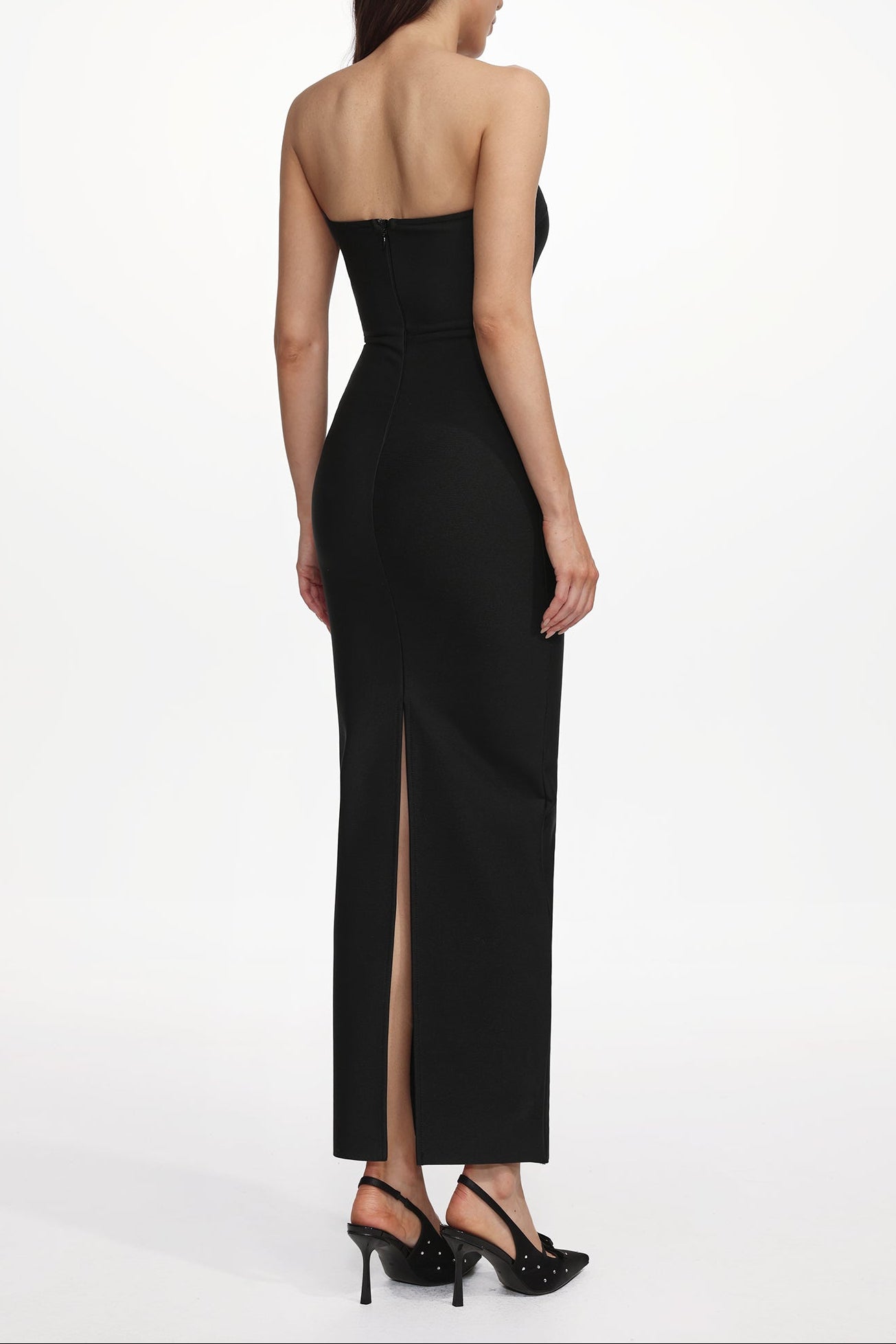 murray Contour Strapless Cut Out Bandage Maxi Dress - black