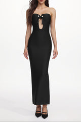 murray Contour Strapless Cut Out Bandage Maxi Dress - black