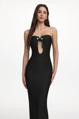 murray Contour Strapless Cut Out Bandage Maxi Dress - black