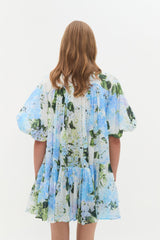 agatha floral print Mini Smock Dress in blue