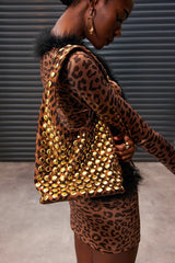 Apollymi Studded Leopard Shoulder Bag