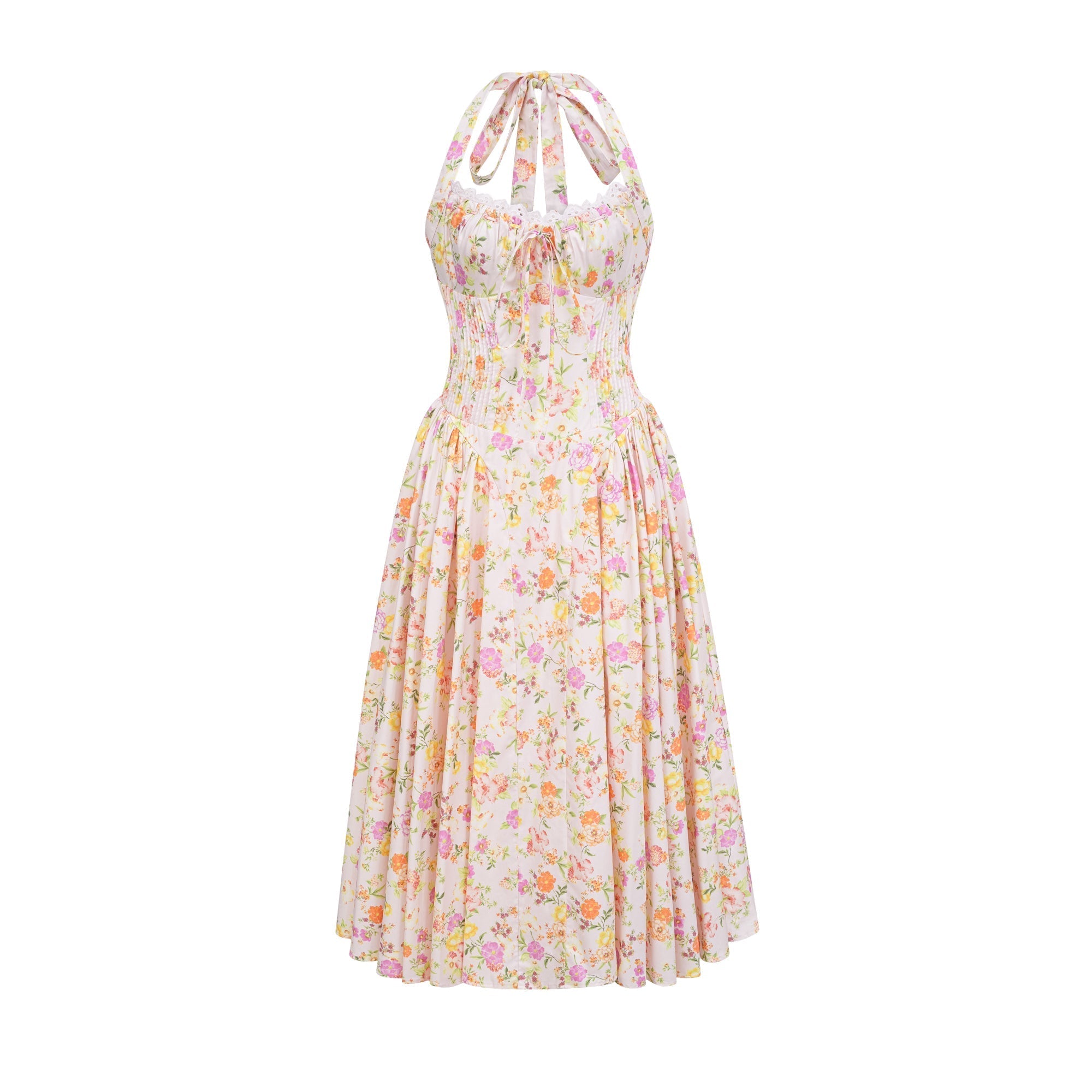 Odette Chic Floral-Print Halterneck Midi Dress