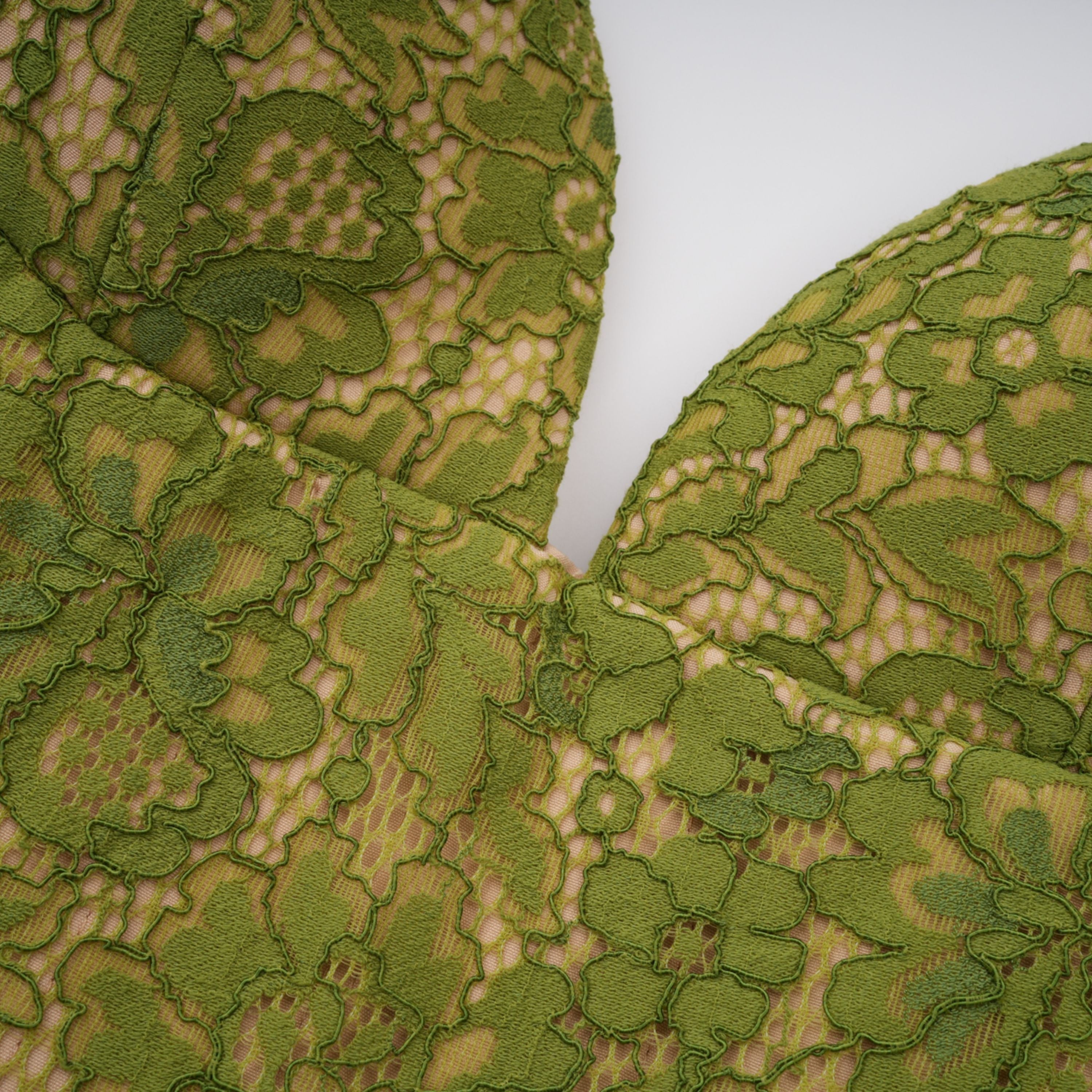 penny Emerald lace fishbone pleated Corset Gown