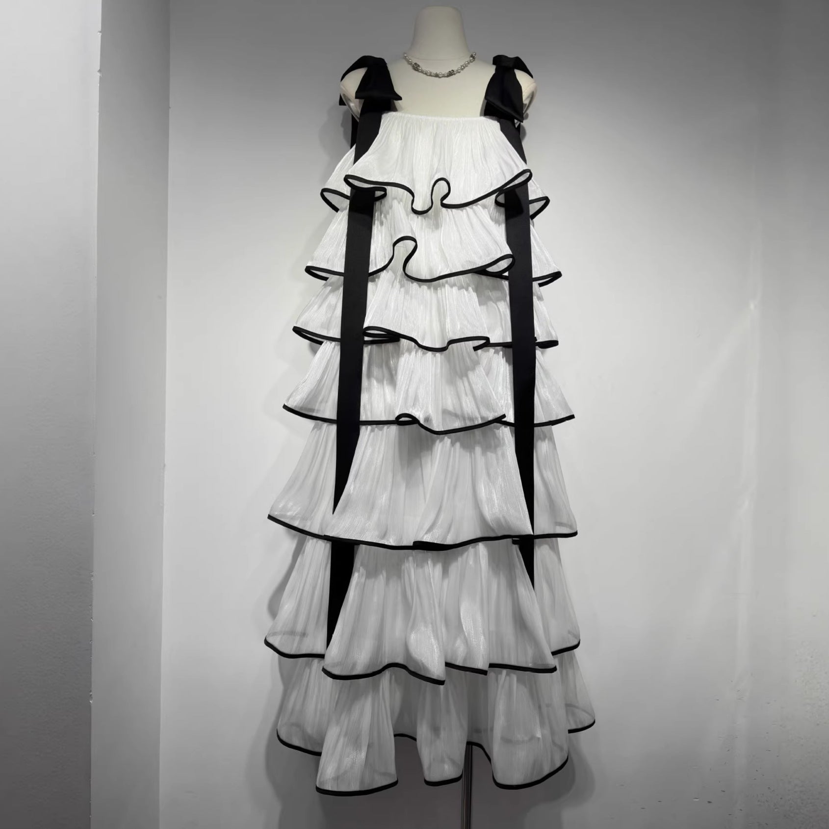 Mandy Elegant White Maxi Dress with Ruffles and Bows