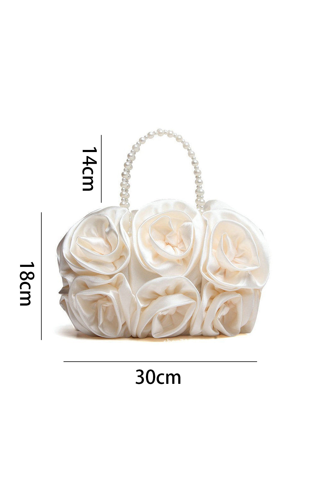 Chic Rosette-Embellished Satin Pearl Handbag
